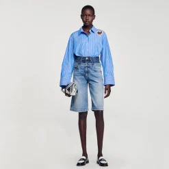 Sandro Paris Faldas & Shorts<Bermudas Vaqueras Con Cintura Doble