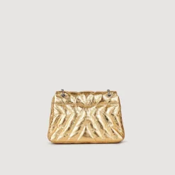 Sandro Paris Bolsos De Hombro<Bolso Acolchado De Cuero Metalizado