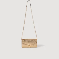 Sandro Paris Bolsos De Hombro<Bolso Pochette De Piel Dorada