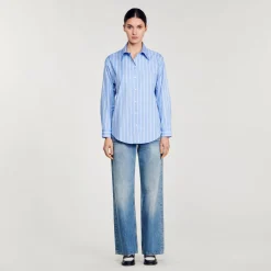 Sandro Paris Tops & Camisas<Camisa A Rayas Con Espalda De Encaje