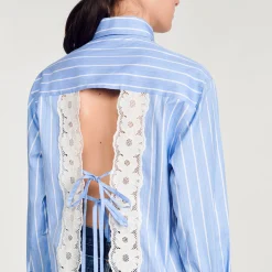 Sandro Paris Tops & Camisas<Camisa A Rayas Con Espalda De Encaje