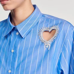 Sandro Paris Tops & Camisas<Camisa A Rayas Y Corazon De Brillantes