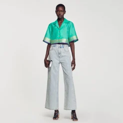 Sandro Paris Tops & Camisas<Camisa Corta De Jacquard Con Brillantes