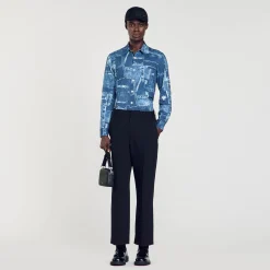 Sandro Paris Camisas<Camisa De Algodon Estampada Patchwork