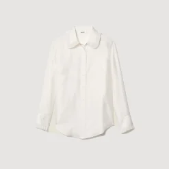 Sandro Paris Tops & Camisas<Camisa De Seda, Cuello Bordado Y Plisado