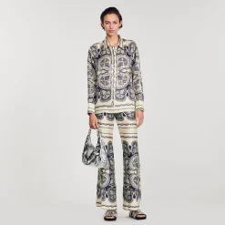 Sandro Paris Conjuntos<Camisa De Seda Estampada