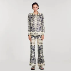 Sandro Paris Conjuntos<Camisa De Seda Estampada