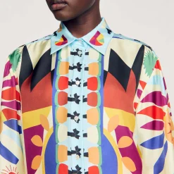 Sandro Paris Tops & Camisas<Camisa De Seda Estampada