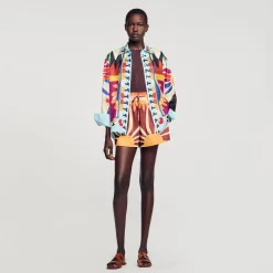 Sandro Paris Tops & Camisas<Camisa De Seda Estampada