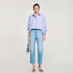 Sandro Paris Tops & Camisas<Camisa Decorada Con Corazones De Strass