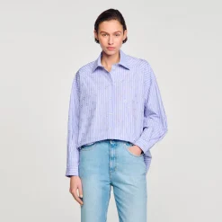 Sandro Paris Tops & Camisas<Camisa Decorada Con Corazones De Strass