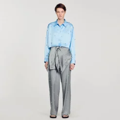 Sandro Paris Conjuntos<Camisa Satinada Decorada Con Strass