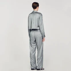 Sandro Paris Conjuntos<Camisa Satinada Decorada Con Strass