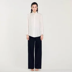 Sandro Paris Tops & Camisas<Camisa Seda Con Cuello Fruncido