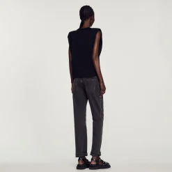 Sandro Paris Camisetas<Camiseta Con Strass Y Abertura De Gota