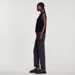 Sandro Paris Camisetas<Camiseta Con Strass Y Abertura De Gota