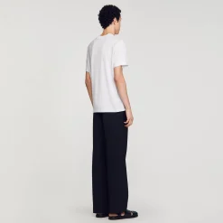 Sandro Paris Camisetas & Polos<Camiseta De Algodon Con Flor