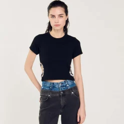 Sandro Paris Camisetas<Camiseta Decorada Con Brillantes