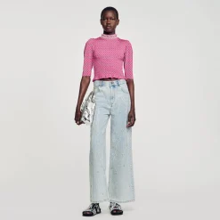 Sandro Paris Camisetas<Camiseta Fruncida Estampada