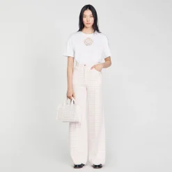 Sandro Paris Camisetas<Camiseta Rosa Con Estras