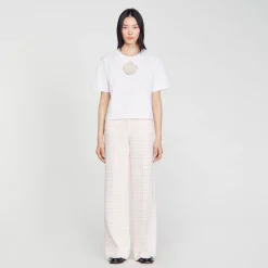 Sandro Paris Camisetas<Camiseta Rosa Con Estras