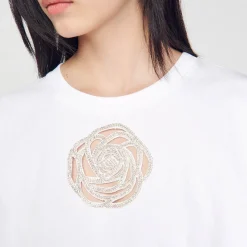 Sandro Paris Camisetas<Camiseta Rosa Con Estras