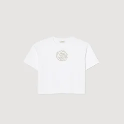 Sandro Paris Camisetas<Camiseta Rosa Con Estras