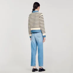Sandro Paris Jerseys & Cárdigans<Cardicoat De Punto A Rayas Y Denim