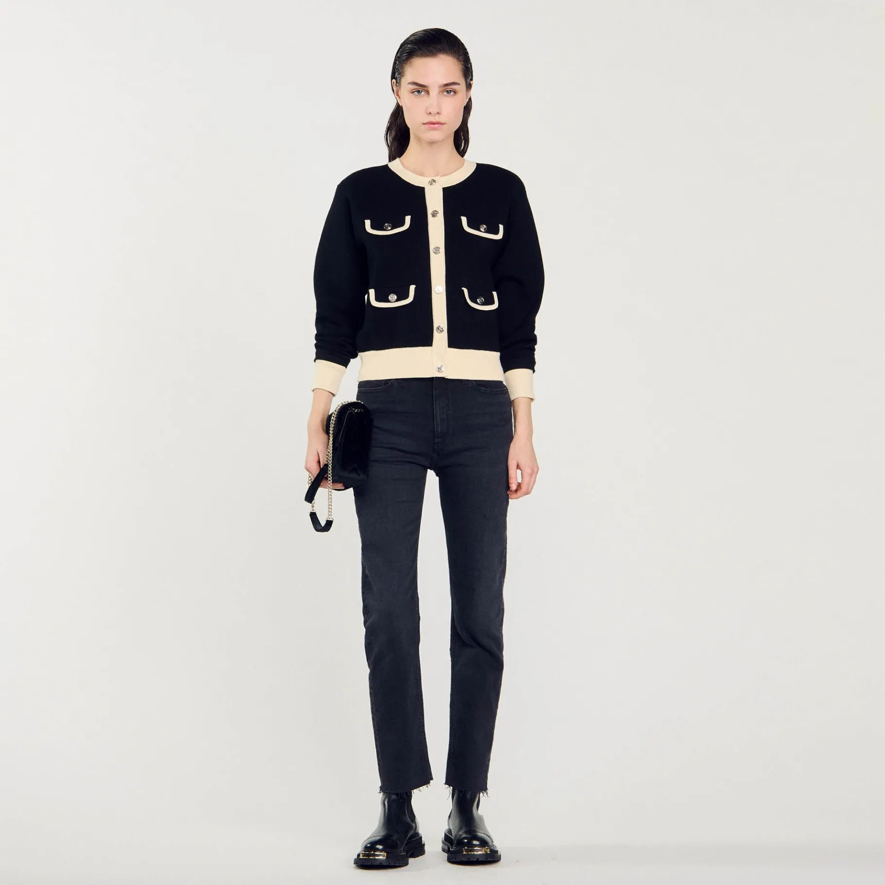 Sandro Paris Jerseys & Cárdigans<Cardigan Bicolor Con Botones