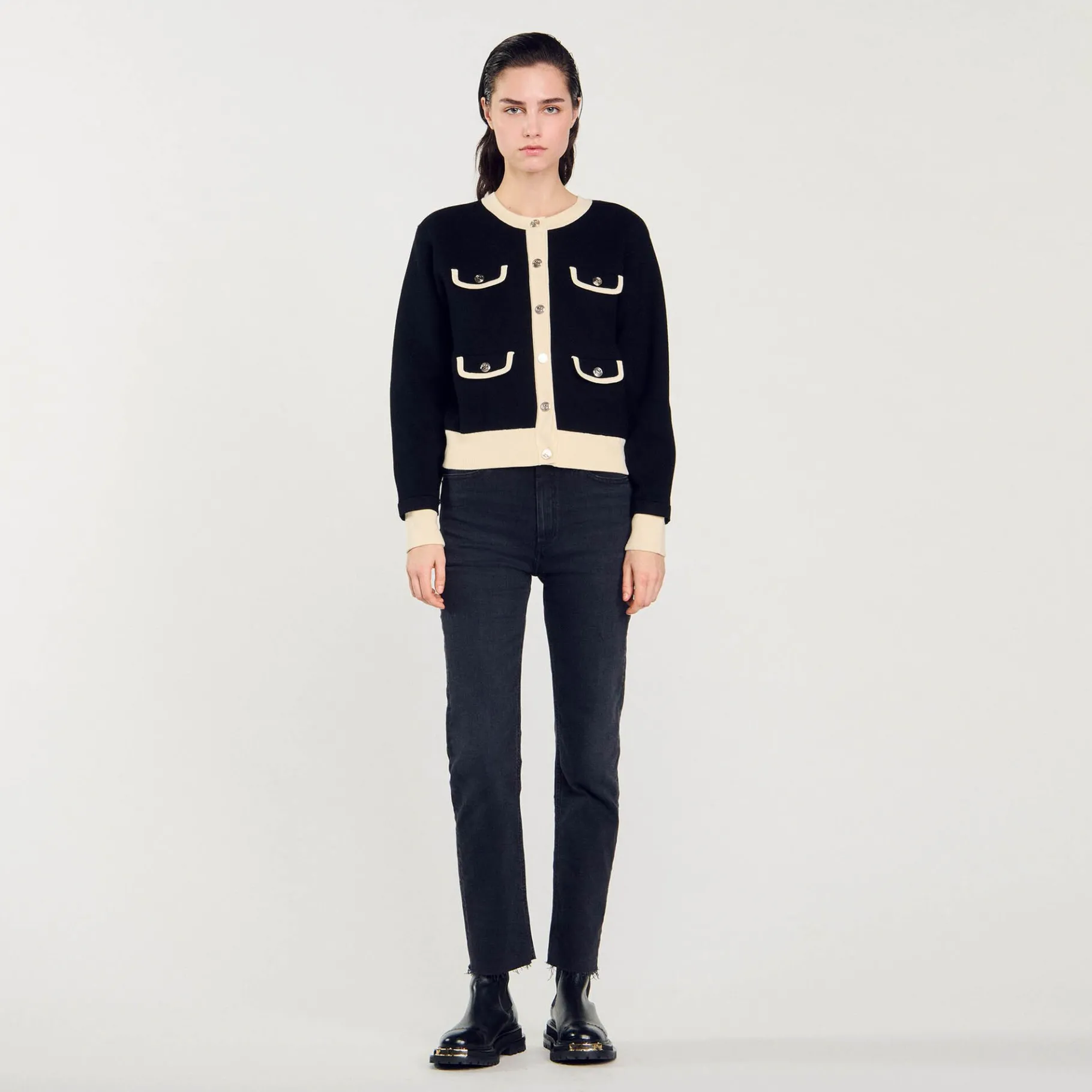 Sandro Paris Jerseys & Cárdigans<Cardigan Bicolor Con Botones