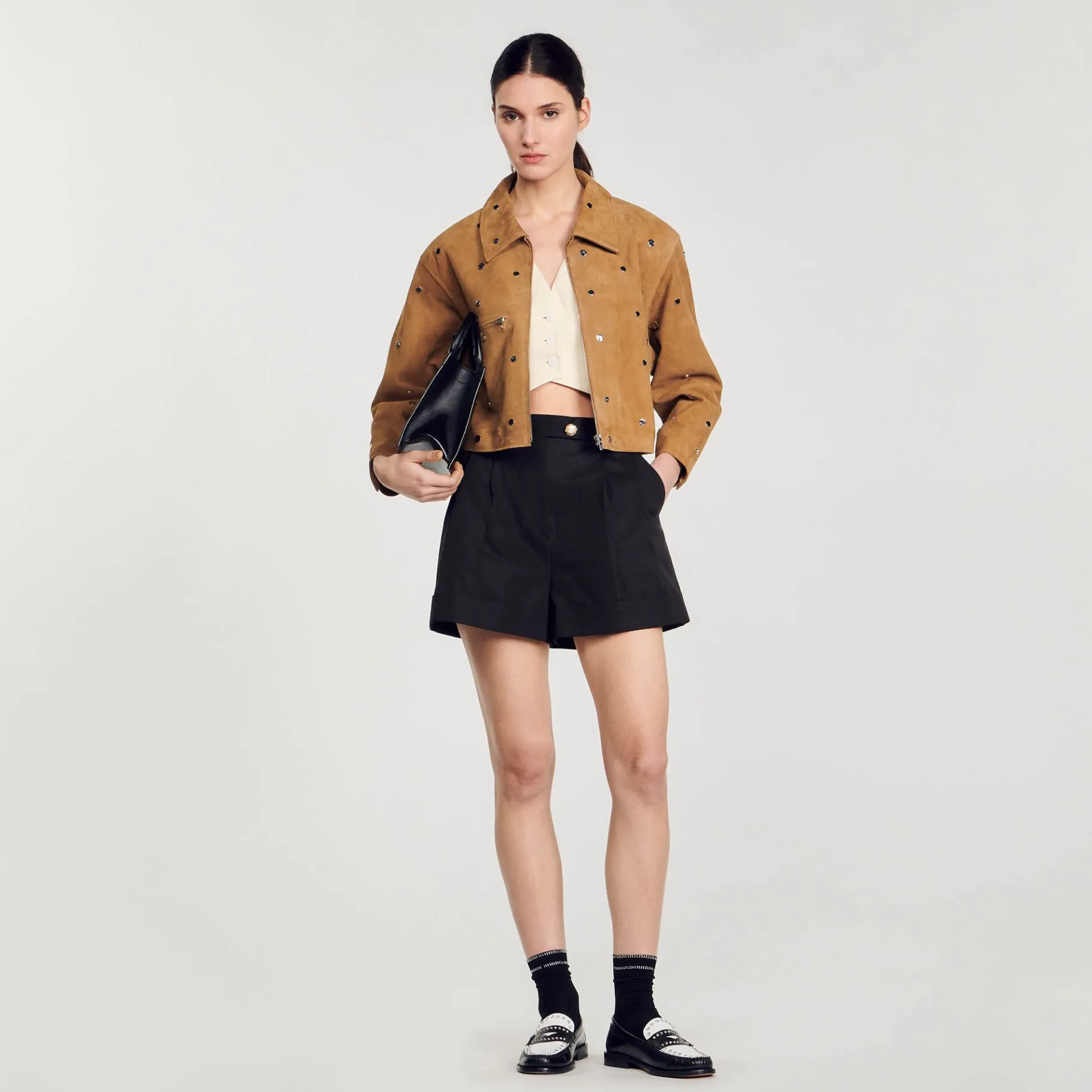 Sandro Paris Cazadoras & Chaquetas<Cazadora De Ante Decorada Con Tachuelas