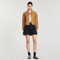 Sandro Paris Cazadoras & Chaquetas<Cazadora De Ante Decorada Con Tachuelas