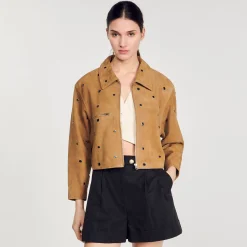 Sandro Paris Cazadoras & Chaquetas<Cazadora De Ante Decorada Con Tachuelas