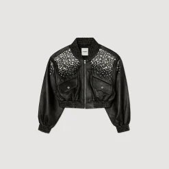Sandro Paris Cazadoras & Chaquetas<Cazadora De Cuero Con Cristales