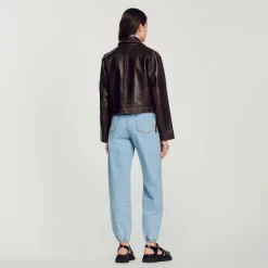 Sandro Paris Cazadoras & Chaquetas<Cazadora De Piel Envejecida