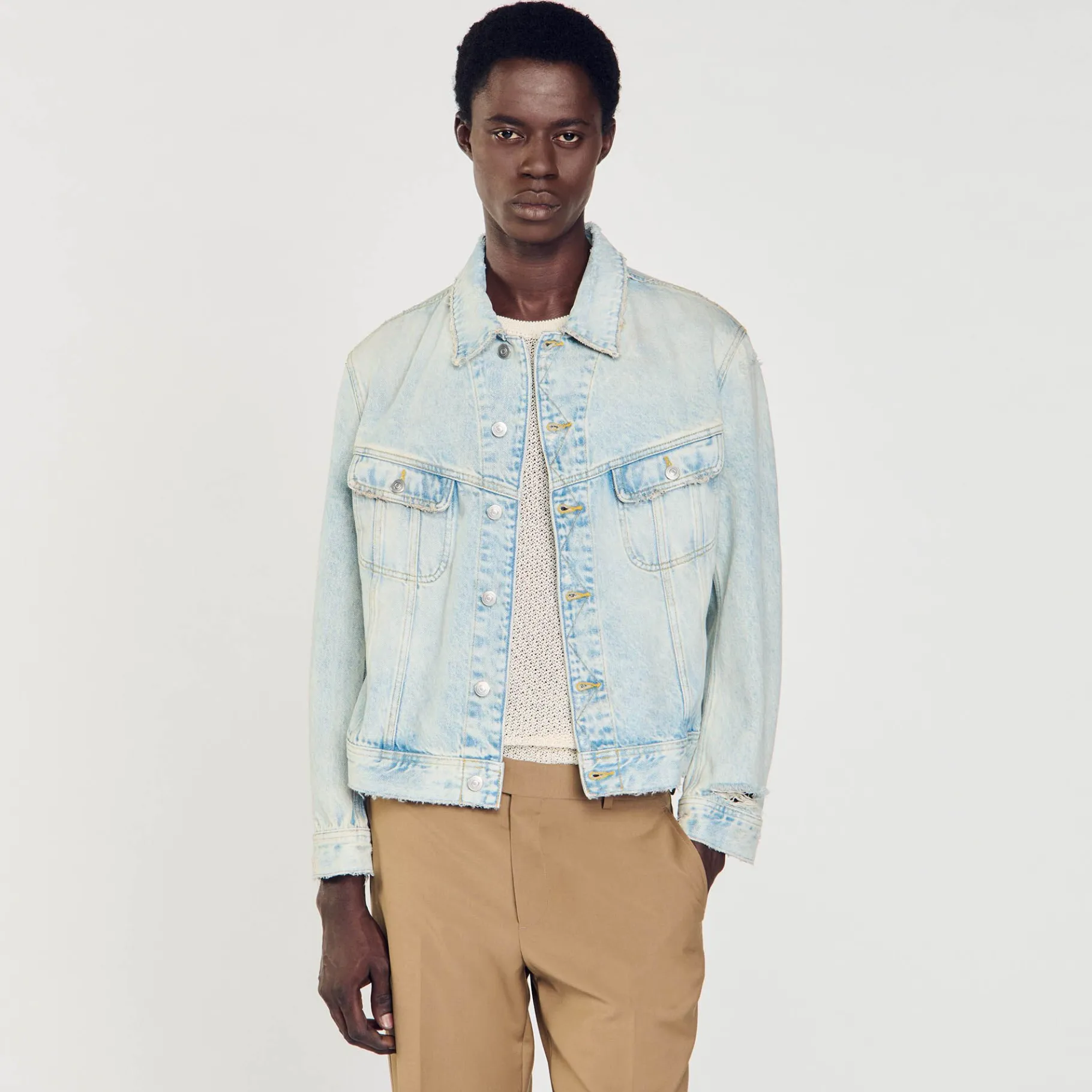 Sandro Paris Abrigos & Cazadoras<Cazadora Vaquera Descolorida