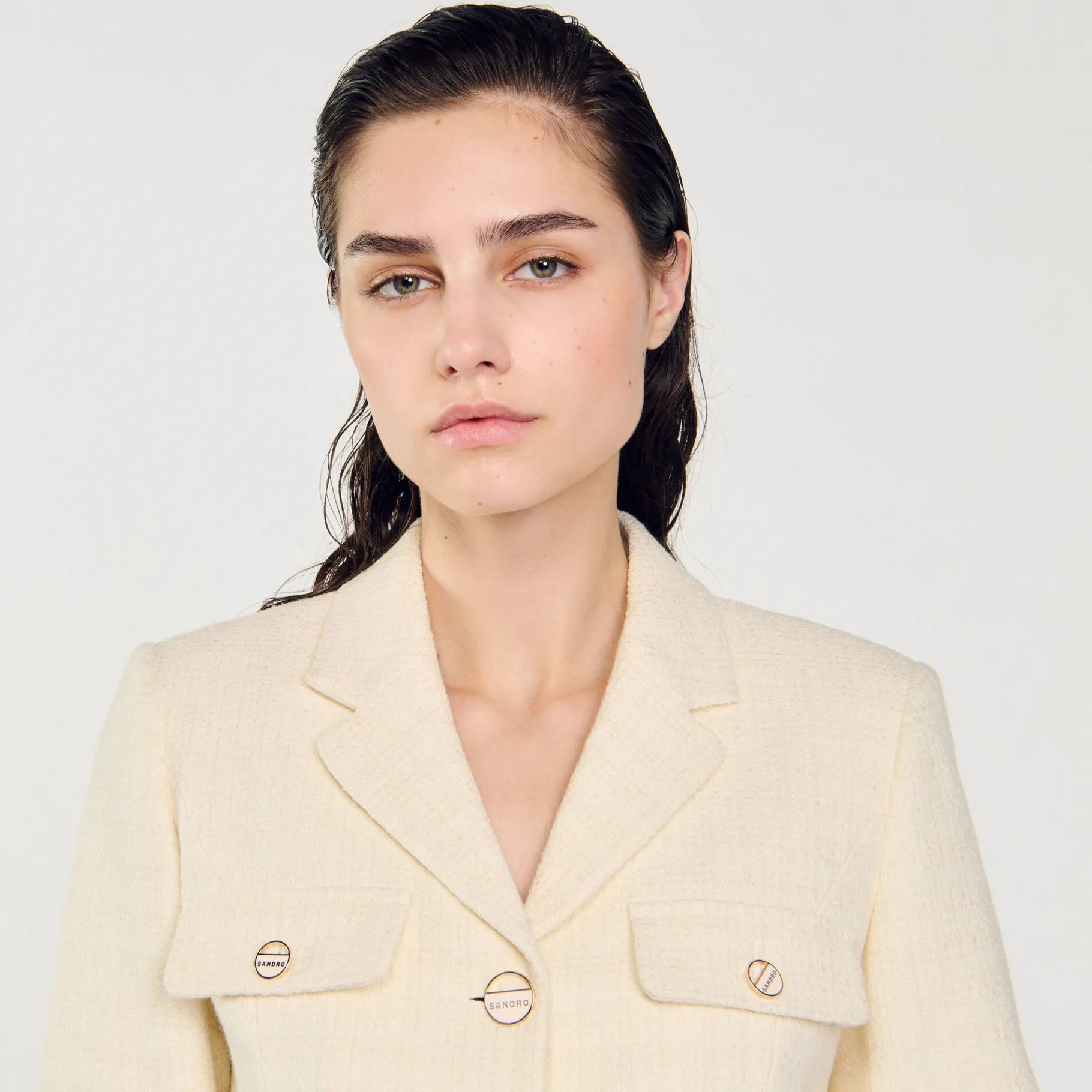 Sandro Paris Trajes<Chaqueta Corta De Tweed Abotonada