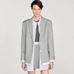 Sandro Paris Trajes<Chaqueta De Traje Con Acabados Satinados