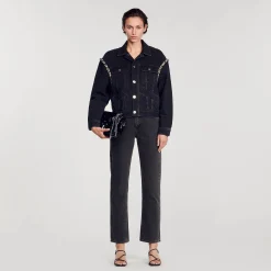 Sandro Paris Abrigos<Chaqueta Oversize De Denim Con Strass