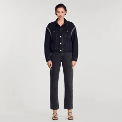 Sandro Paris Abrigos<Chaqueta Oversize De Denim Con Strass