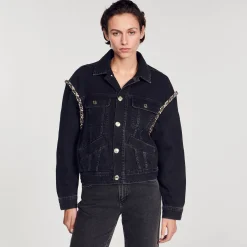 Sandro Paris Abrigos<Chaqueta Oversize De Denim Con Strass
