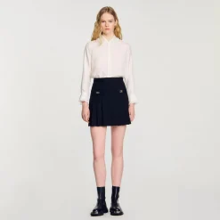 Sandro Paris Faldas & Shorts<Falda Corta Con Pliegues Pespunteados