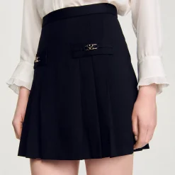 Sandro Paris Faldas & Shorts<Falda Corta Con Pliegues Pespunteados