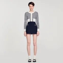 Sandro Paris Trajes<Falda Corta De Sarga De Lana