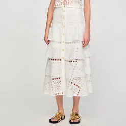 Sandro Paris Faldas & Shorts<Falda Larga Con Bordado Ingles