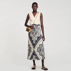 Sandro Paris Faldas & Shorts<Falda Larga Fluida Con Bandana