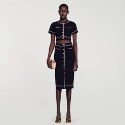 Sandro Paris Conjuntos<Falda Midi Con Estras