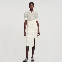 Sandro Paris Conjuntos<Falda Midi De Punto Calado