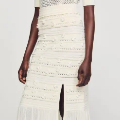 Sandro Paris Conjuntos<Falda Midi De Punto Calado