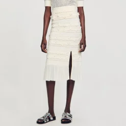 Sandro Paris Conjuntos<Falda Midi De Punto Calado